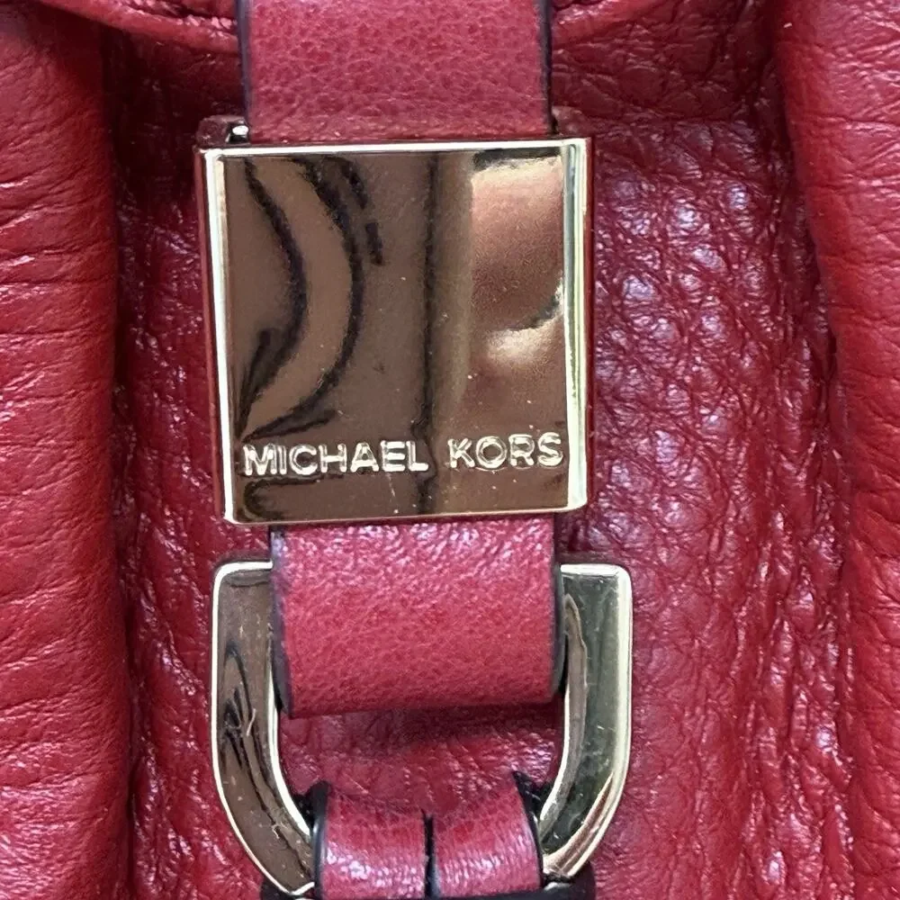 Michael Kors Camden Red Leather Drawstring Crossbody Bag
